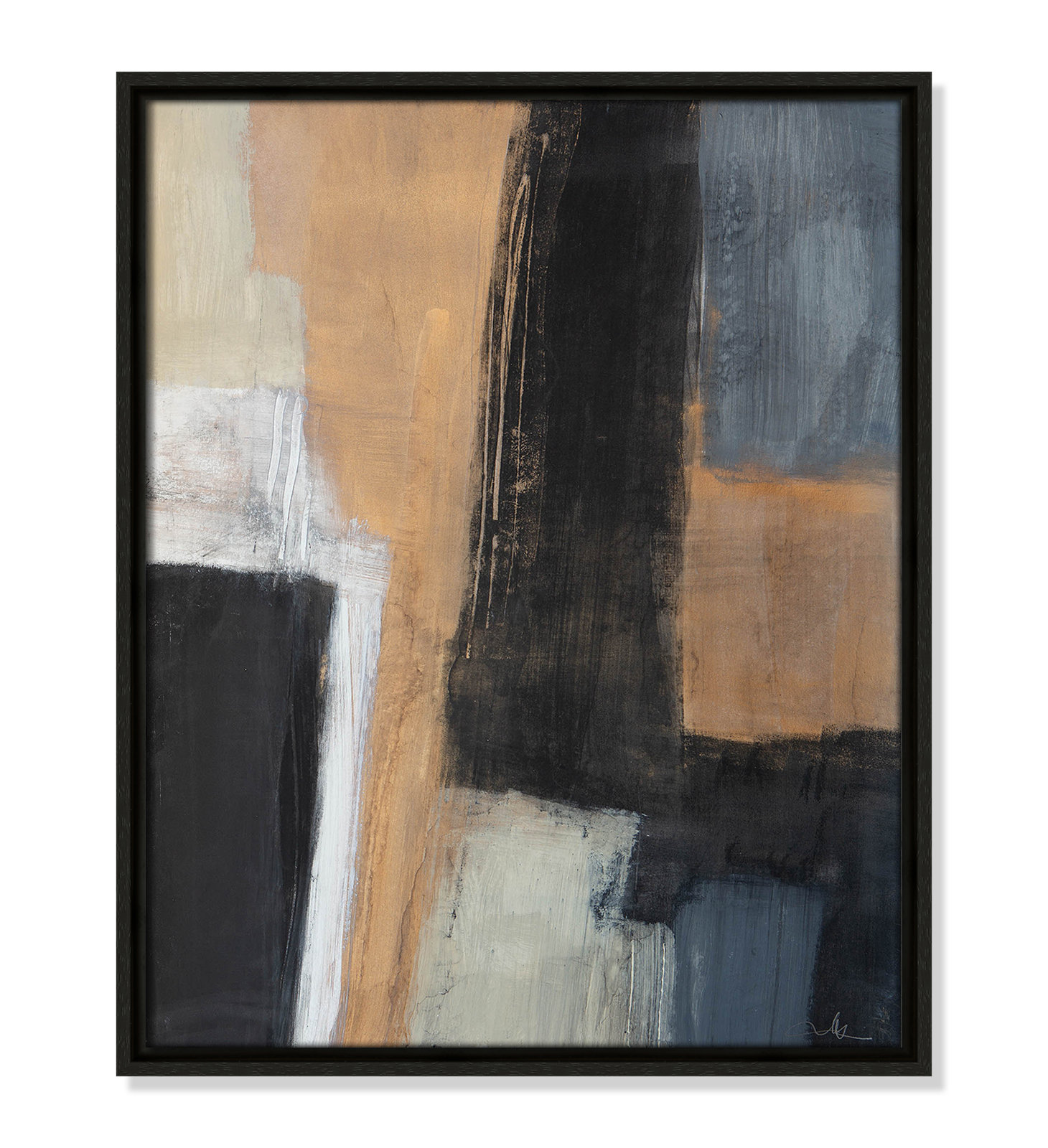 Calderon "Metallic Slate I" Print, 21.5" H x 17.5" W x 2" D, Espresso
