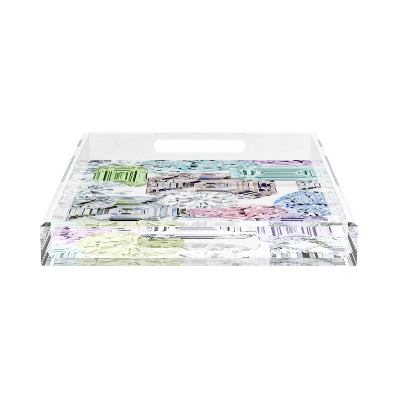 Rocks On Acrylic Rectangle Decorative Tray, 22.5"W x 14.5"D x 2"H, White