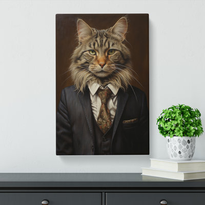 Cat in a Suit Painting - Wrapped Canvas