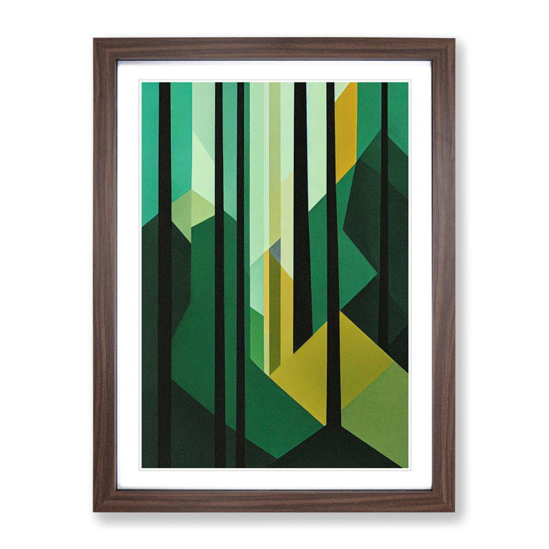 Modern Forest No.3 Abstract - Framed Print, 34cm H x 25cm W x 2cm D, Walnut
