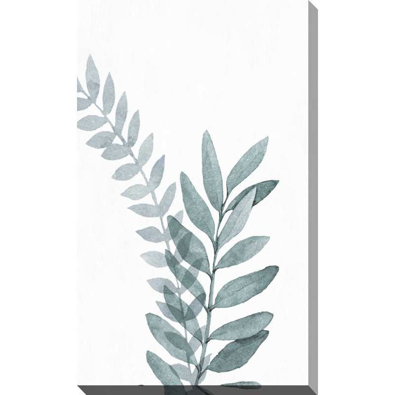Bleu botanique délavé II - Peinture, L 18 po x H 30 po, Toile tendue