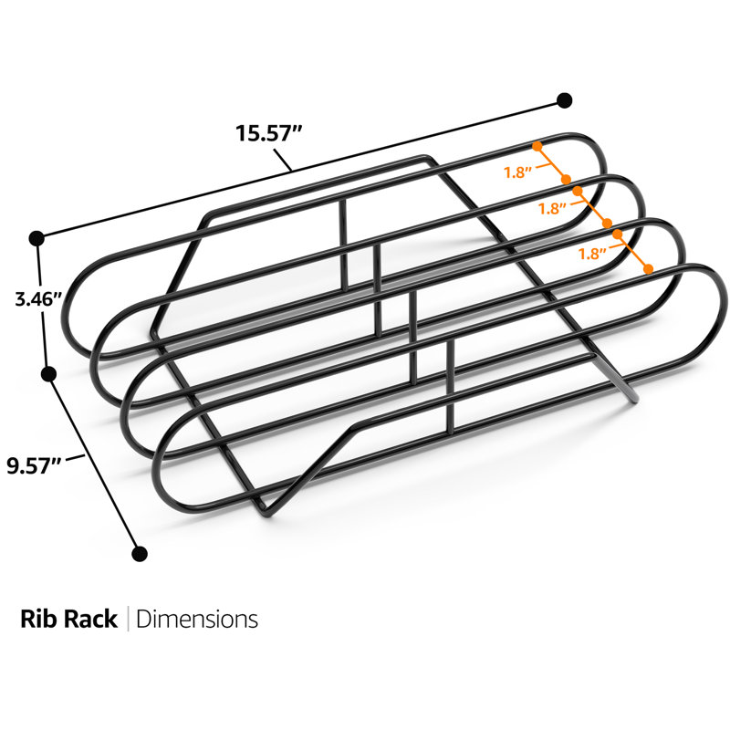 Sorbus Non-Stick Metal Rib Rack, Extra-Large, Black