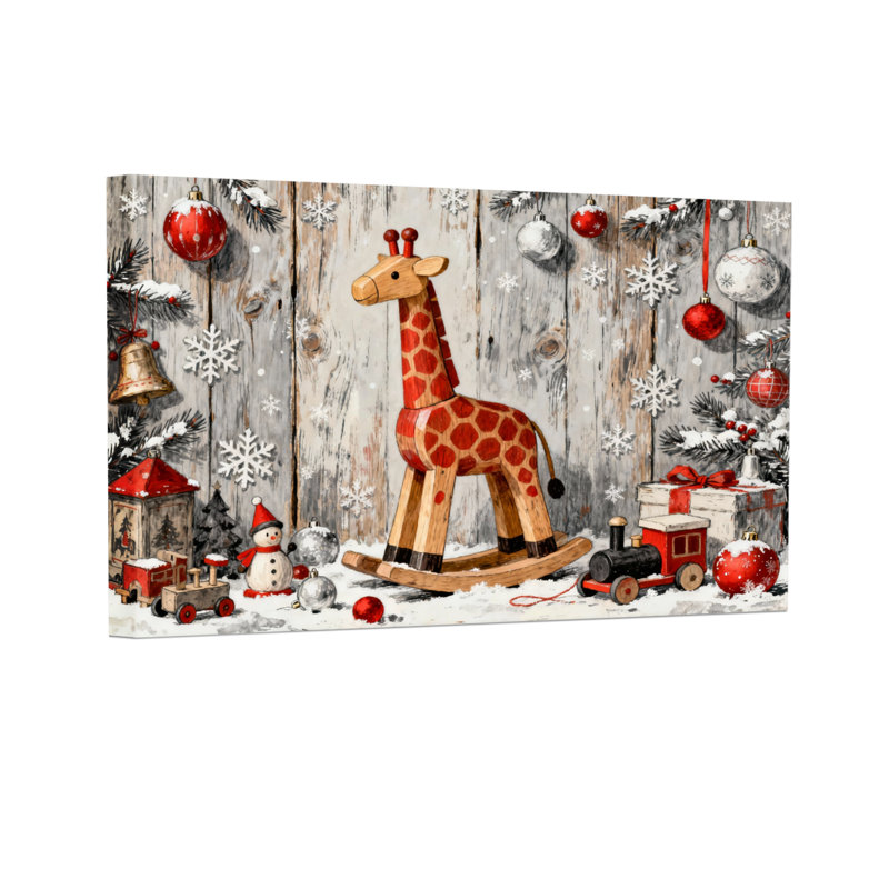 Ensemble de 3 reproductions d'art sur toile girafe en bois, H 16 po x l 24 po