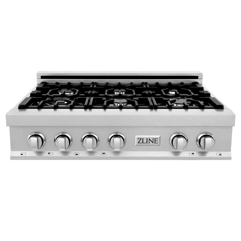 ZLINE 36 in. Legacy Gas Rangetop with 6 Burner Cooktop in Satin Stainless Steel with Griddle