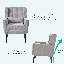 Fauteuil contemporain, rembourré moderne, pieds en bois massif, gris