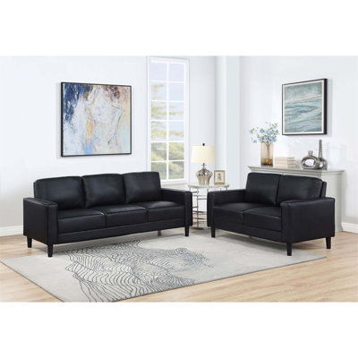 Modern Two-piece Track Arm Sofa Set with Plush Cushions and Sleek Design, Perfect for Contemporary Living Spaces