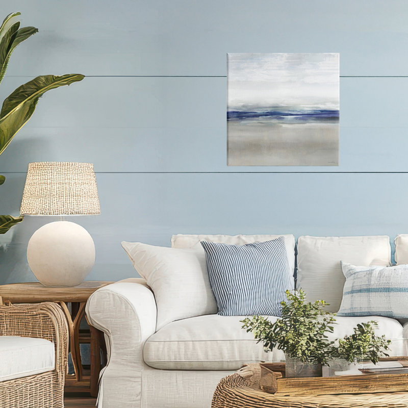 Toile apaisante bleu horizon délavé, design par Amber Sterling, H 17 po x l 17 po