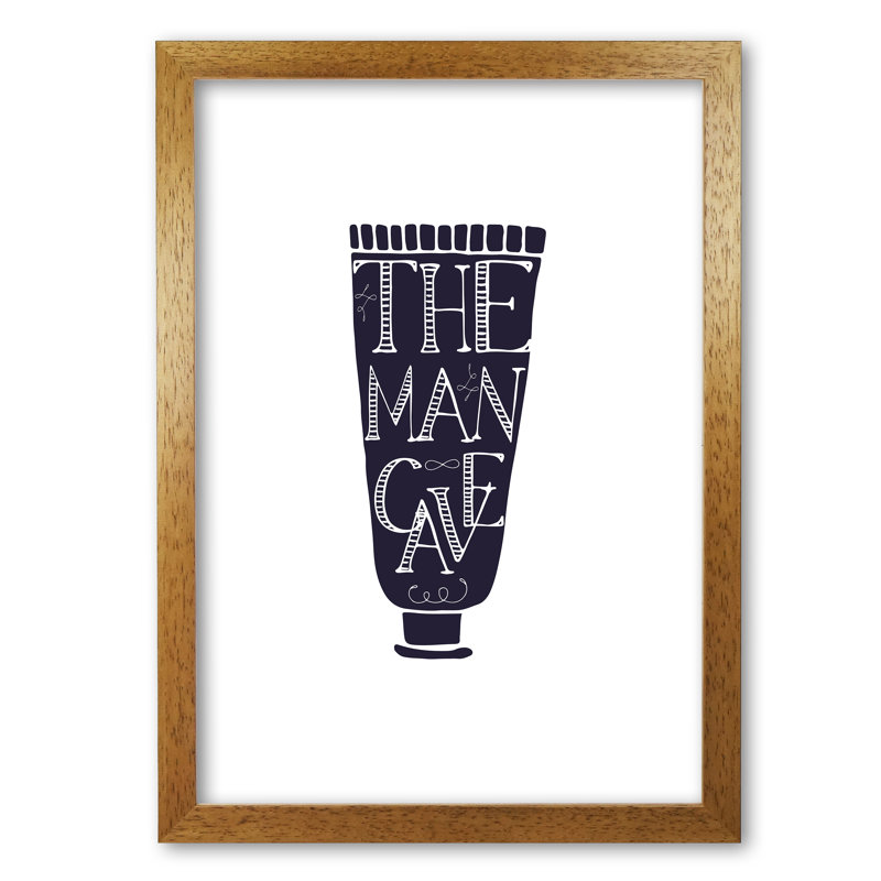 The Man Cave 1 - Print, 42 cm H x 30 cm W x 5 cm D, Honey Oak Frame