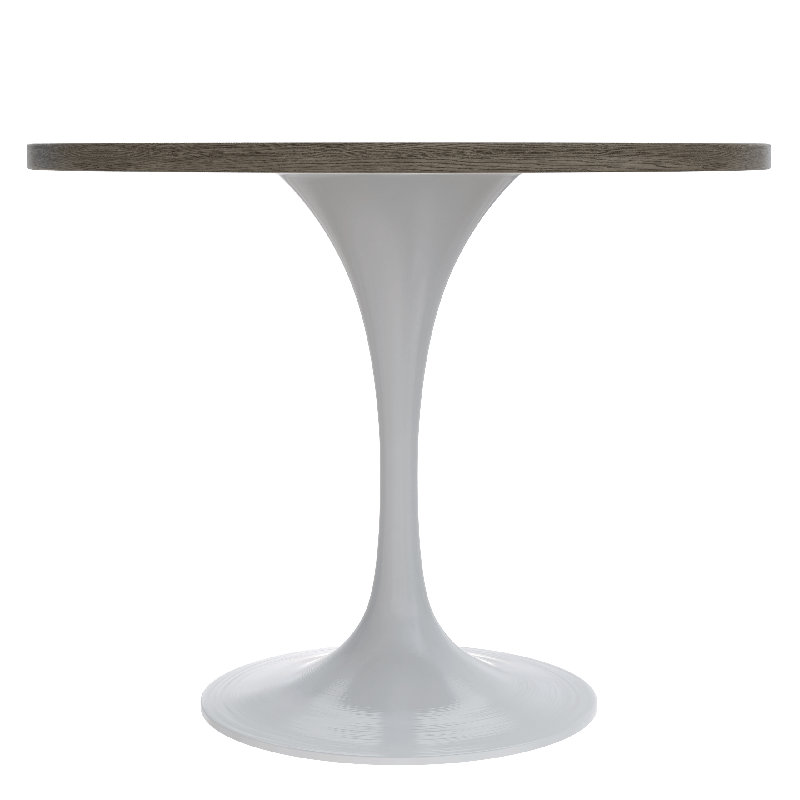 Table de salle à manger ronde Heatherton avec plateau en panneau de fibres à densité moyenne et piédestal blanc en acier inoxydable