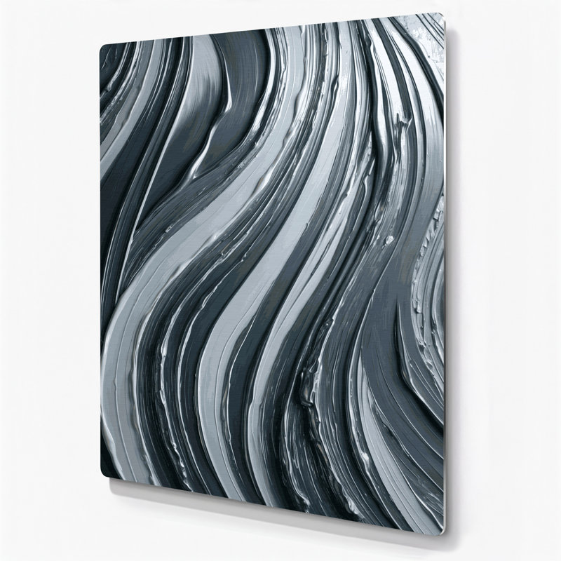 Art mural en métal gris diagonal, H 18 po x l 12 po
