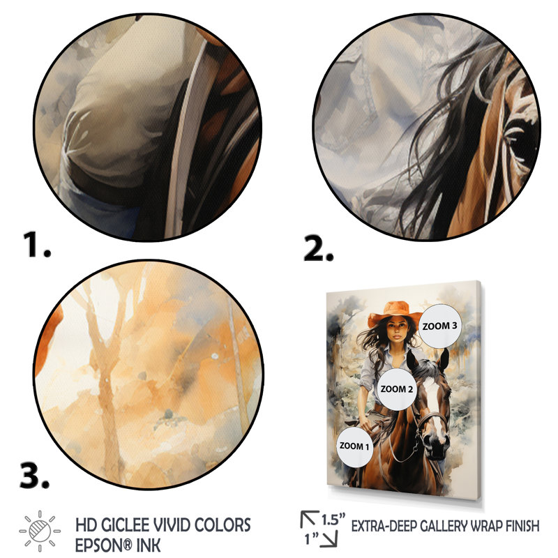 «Xaiver Cowgirl Trailblazing Spirit» sur impression sur toile, H 40 po x l 30 po x P 1,5 po, Toile tendue