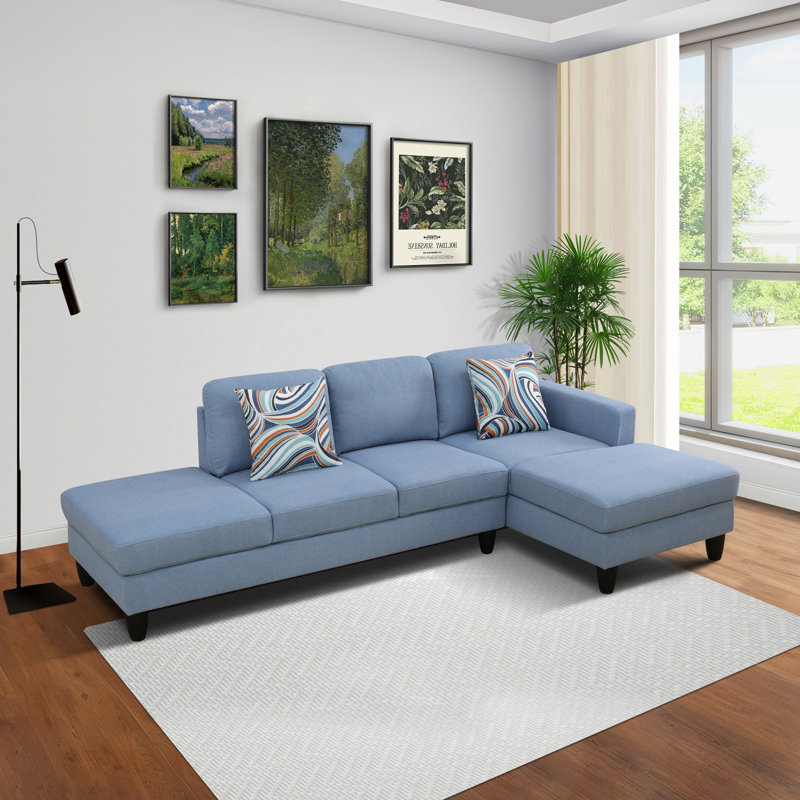 Ensemble modulaire de salon en L 2 pièces en tissu de qualité supérieure 2 pièces, Accoudoir à droite (vu de face)