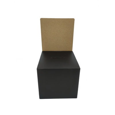 10Pk Black Small Mini Raffle Ticket Cardboard Box 6 x 6 x 12" Tip Box Donations Coin Drop