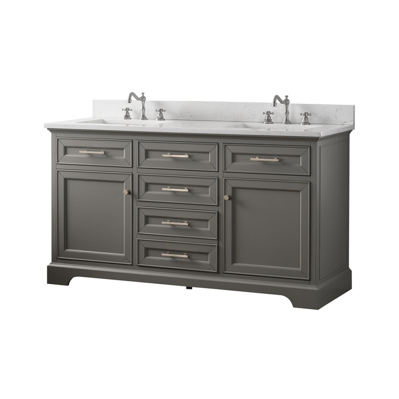 Thompson 60" W Double Vanity, Gray/Brushed Nickel