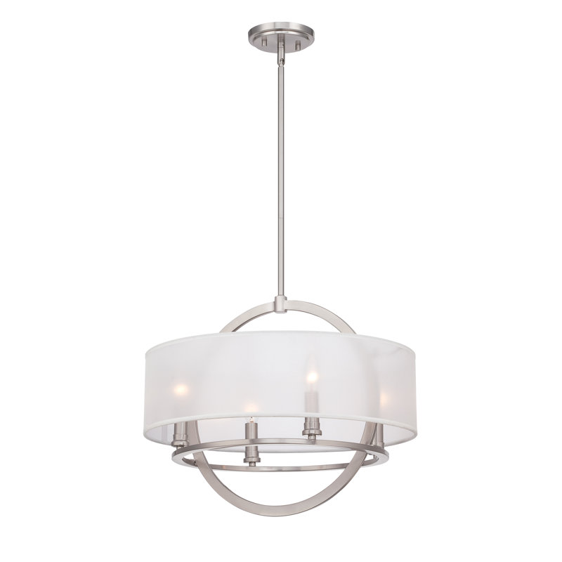 4 - Light Shaded Pendant, Brushed Nickel