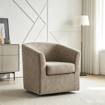 Fauteuil demi-tonneau pivotant en similicuir