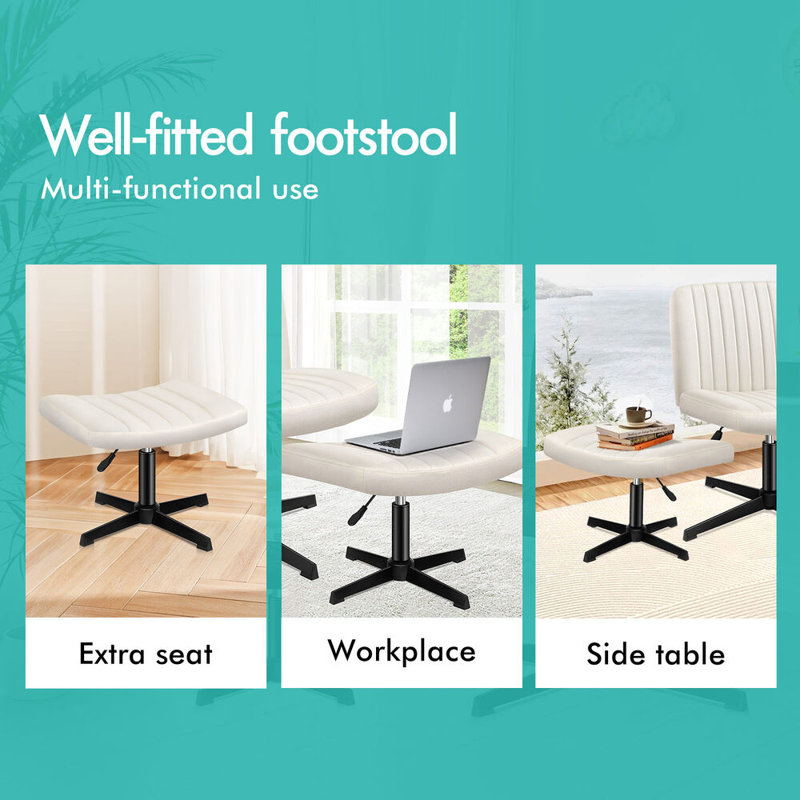 Office Chair with Ottoman, White