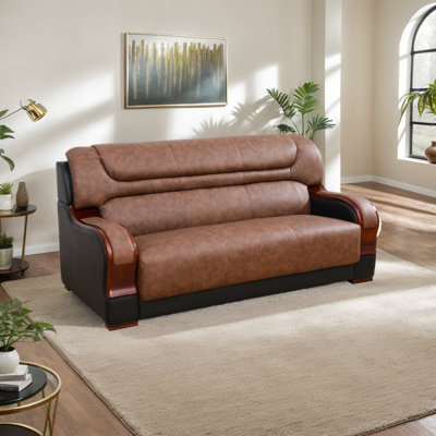 Nerisse 77" Genuine Leather Living Room Sofa