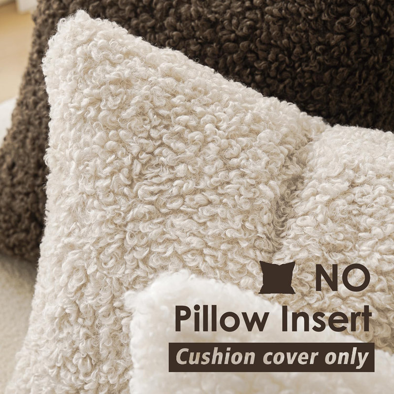 Housse de coussin décoratif en fausse fourrure 2 pièces 2 pièces Housse de coussin décoratif Sherpa