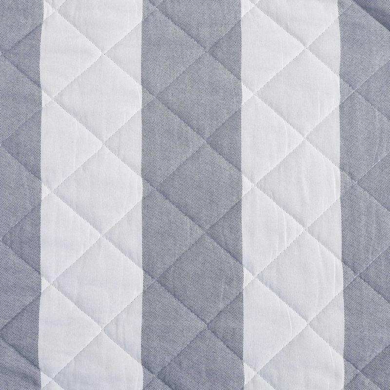 Tommy Hilfiger Capri Stripe Cotton Revesible Blue Quilt Set, Twin Quilt + 1 Standard Sham