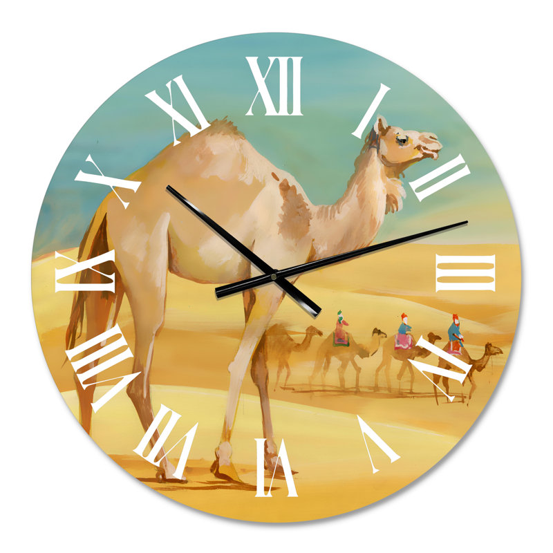 Camels In Desert - horloge murale maison de campagne, Moyen