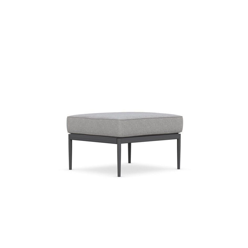 Catalina Outdoor Ottoman with Cushion, Matte Charcoal Frame/Fog Cushion