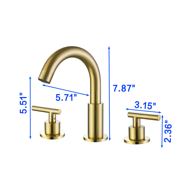 Widespread Bathroom Faucet with Drain Assembly, Brushed Gold