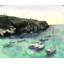 Bateaux à cala Macarella | «Coastal Sea», reproduction d'art encadrée-818515761