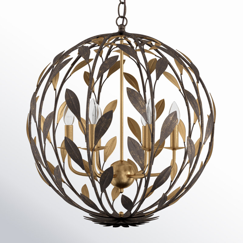 Broche 6 Light Candle Chandelier, English Bronze/Antique Gold