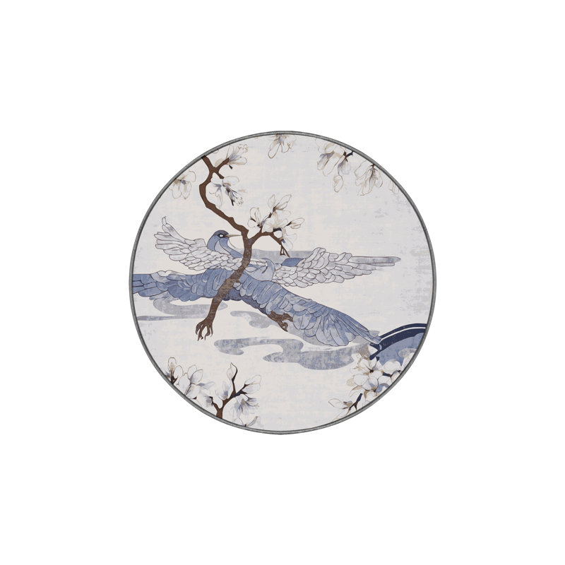 Machine Washable Gray Area Rug, Round 5'
