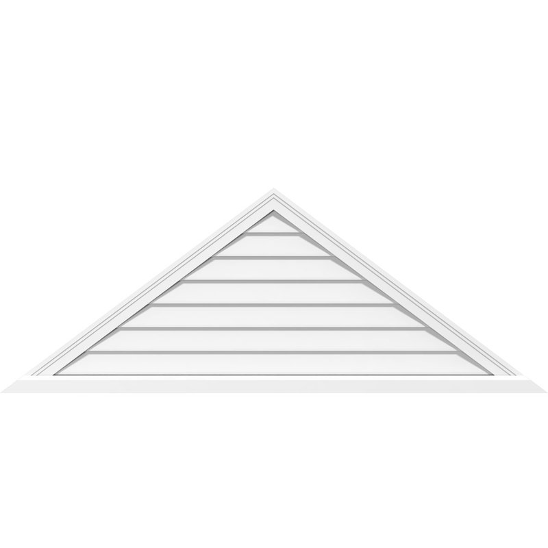 Triangle Surface Mount Non-Functional Brickmould Sill Frame PVC Gable Vent 11/12 Pitch, 36" H x 72" W