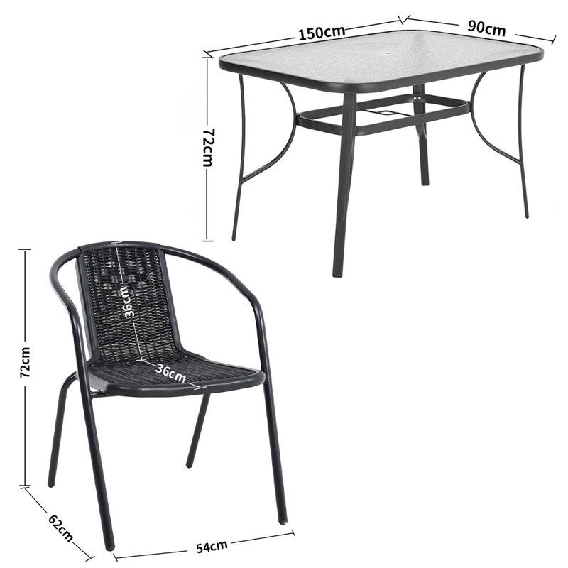 Donlon 4 - Person Patio Dining Set with Rectangular Table, Black/Beige
