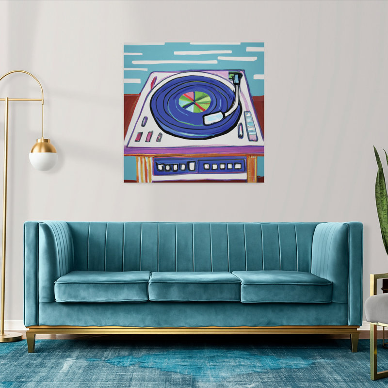 «Groovy Turntable», art abstrait rétro, H 36 po x l 36 po