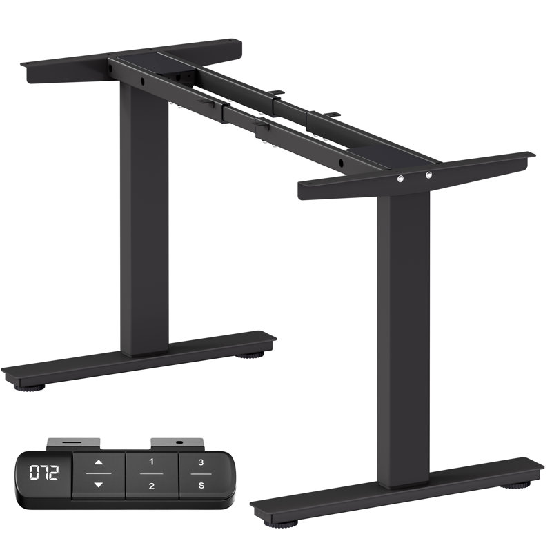 Structure de bureau électrique à deux moteurs avec contrôleur de mémoire, pieds de table de bureau d'ordinateur réglables jusqu'à 47,3 po pour bureau à domicile, montage rapide