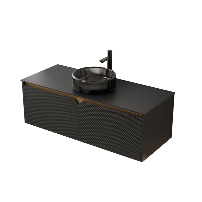 Meuble-lavabo de salle de bain, Noir, 48", Noir