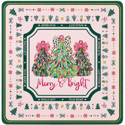 Christmas Mahjong Mat Pink Mahjong Mat pour femme 31,5 x 31,5 po pour table rose convient aux réunions de famille, fêtes et salles de jeux.