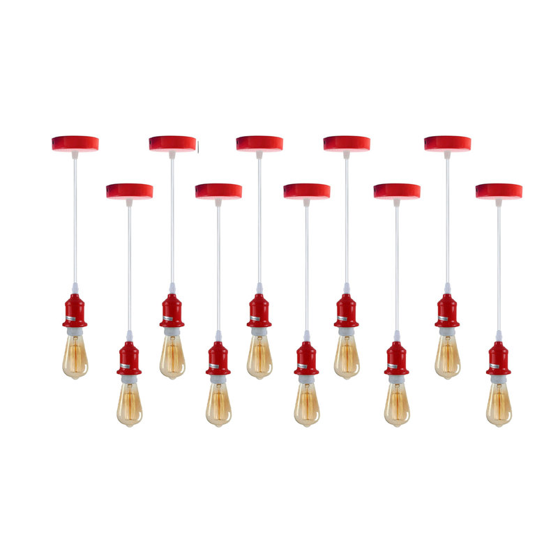 Abdulameer  10x Industrial Lampshade Addable  E27 Pendant Light Holder Set – Williston Forge Adjustable Ceiling Fittings with 95cm Cable for Home or Commercial Use