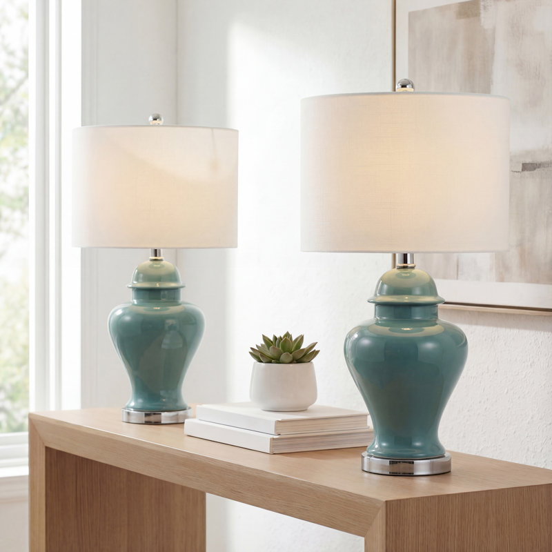 Krebs Table Lamp, Jade Green/Chrome