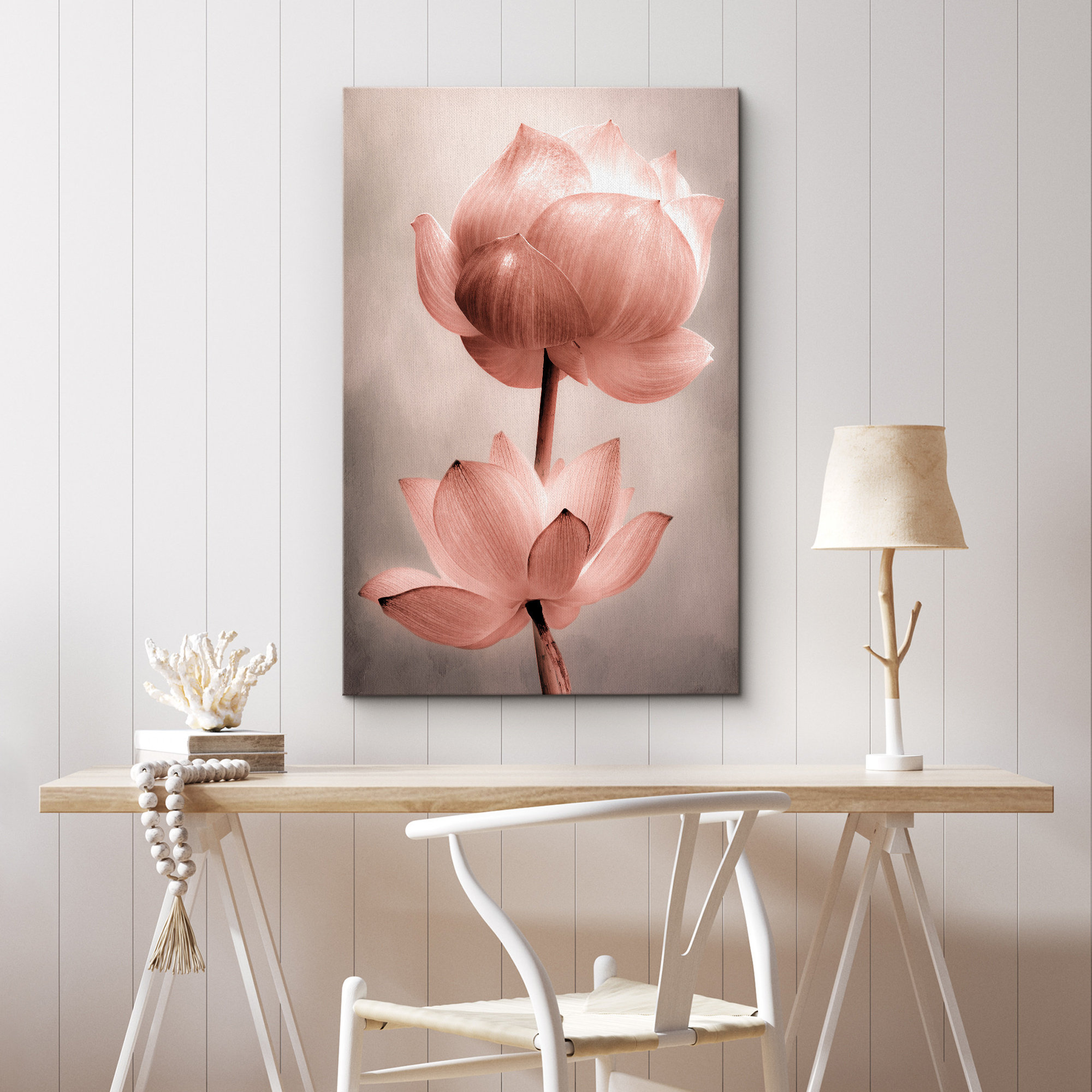 IDEA4WALL Flower Blossom Vibrant Lotus Flower Bright Floral Bathroom