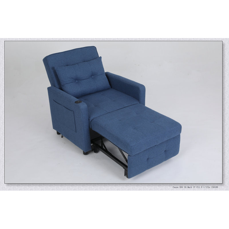 3-In-1 Convertible Sleeper Chair With Adjustable Backrest, USB Ports, And Side Pocket For Versatile Comfort And Functionality