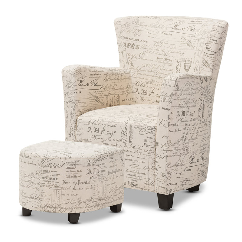 Ailani 28.47" Wide Wool Armchair and Ottoman