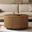 Table basse cylindrique ronde à roulettes avec roulettes et double rangement caché-2055389644