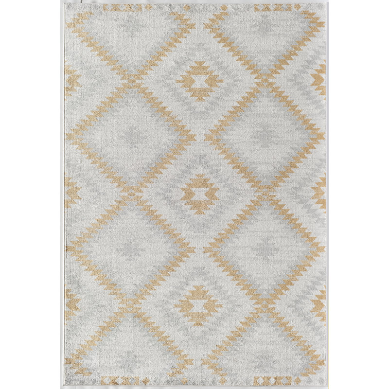 Mecca Bodrum Tribal BubbleGum Area Rug, Rectangle 2' x 4', Ivory/Orange/Gray