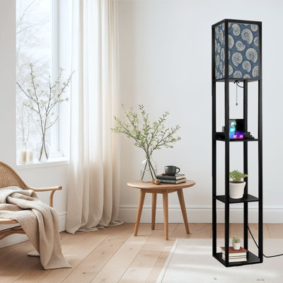 Dimmable LED Standing Floor Lamp Ammonite Fossil, MDF Frame Floor Lamp with Remote Control, 3 Color Light, for Living Room Bedroom