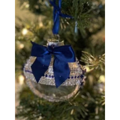 Blue Collection Ornaments / Blue Rhinestone with Navy Satin Bow.