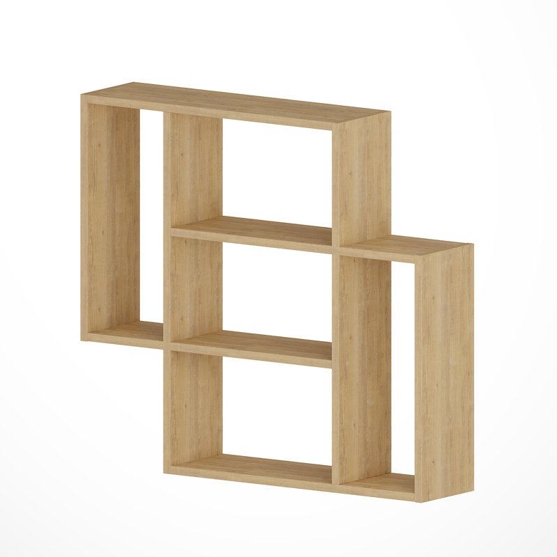 Mito Square Floating Shelf Modern Geometric Wall Shelf, Natural