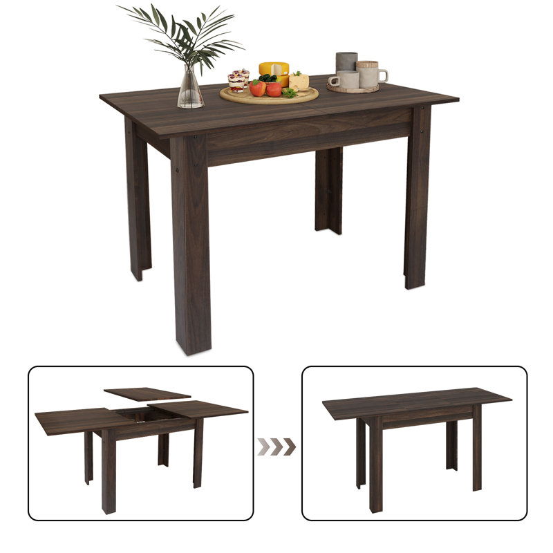 110-150cm Extendable Dining Table, Kitchen Wood Desk With 4-8 Seats, Space Saving, Brown