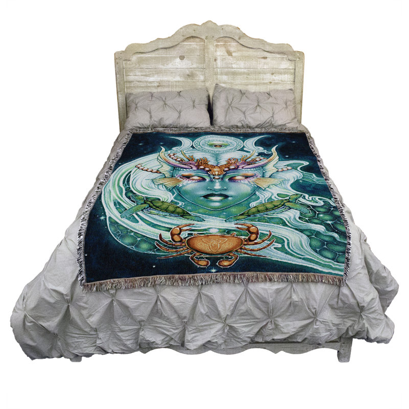Jeté Pure of Weavers Queen of Water par Ravynne Phelan - jeté tapisserie fantaisie en coton tissé à partir de coton - fabriqué aux États-Unis (72 x 54)