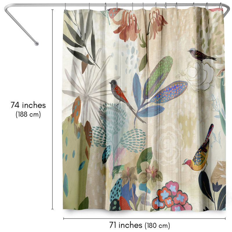 Rideau de douche floral Where the Passion Flower Grows par PI Creative Art, Sépia, orange