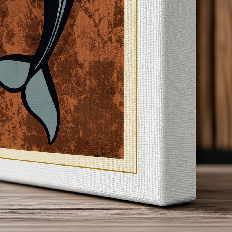 Leaping Dolphin Mid-Century - Wrapped Canvas, 36x24 - 91.4 x 61.0 cm, White Border